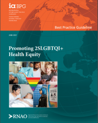The cover of the Promoting 2SLGBTQI+ Health Equity guideline