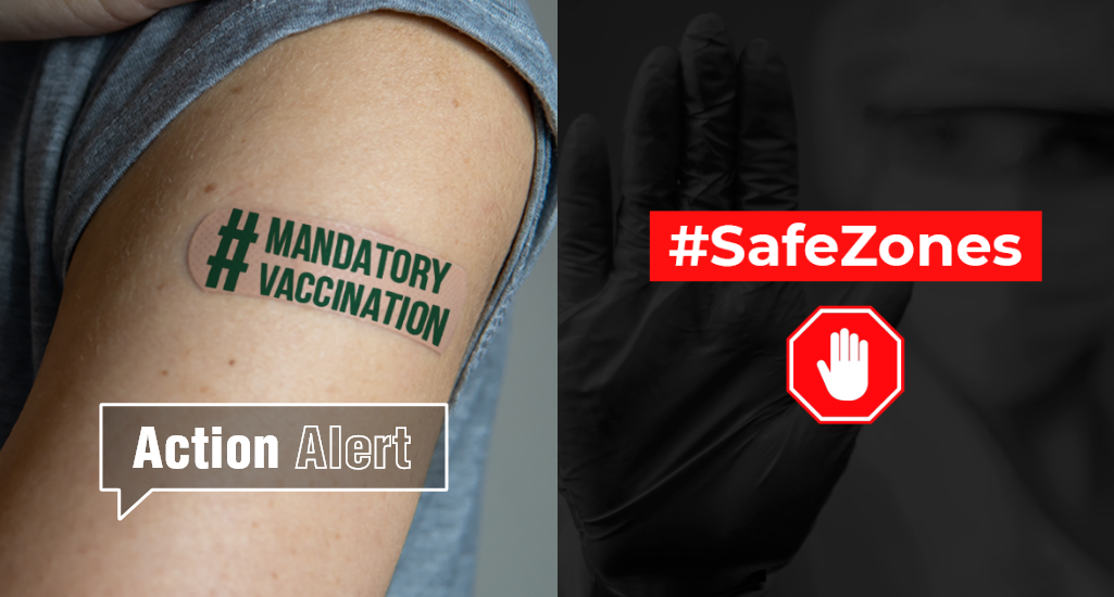 mandatory vaccination safe zones action alert