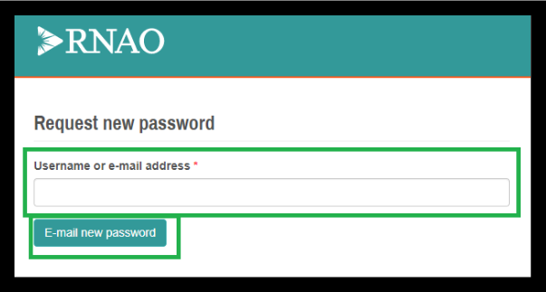 MyRNAO request password screenshot