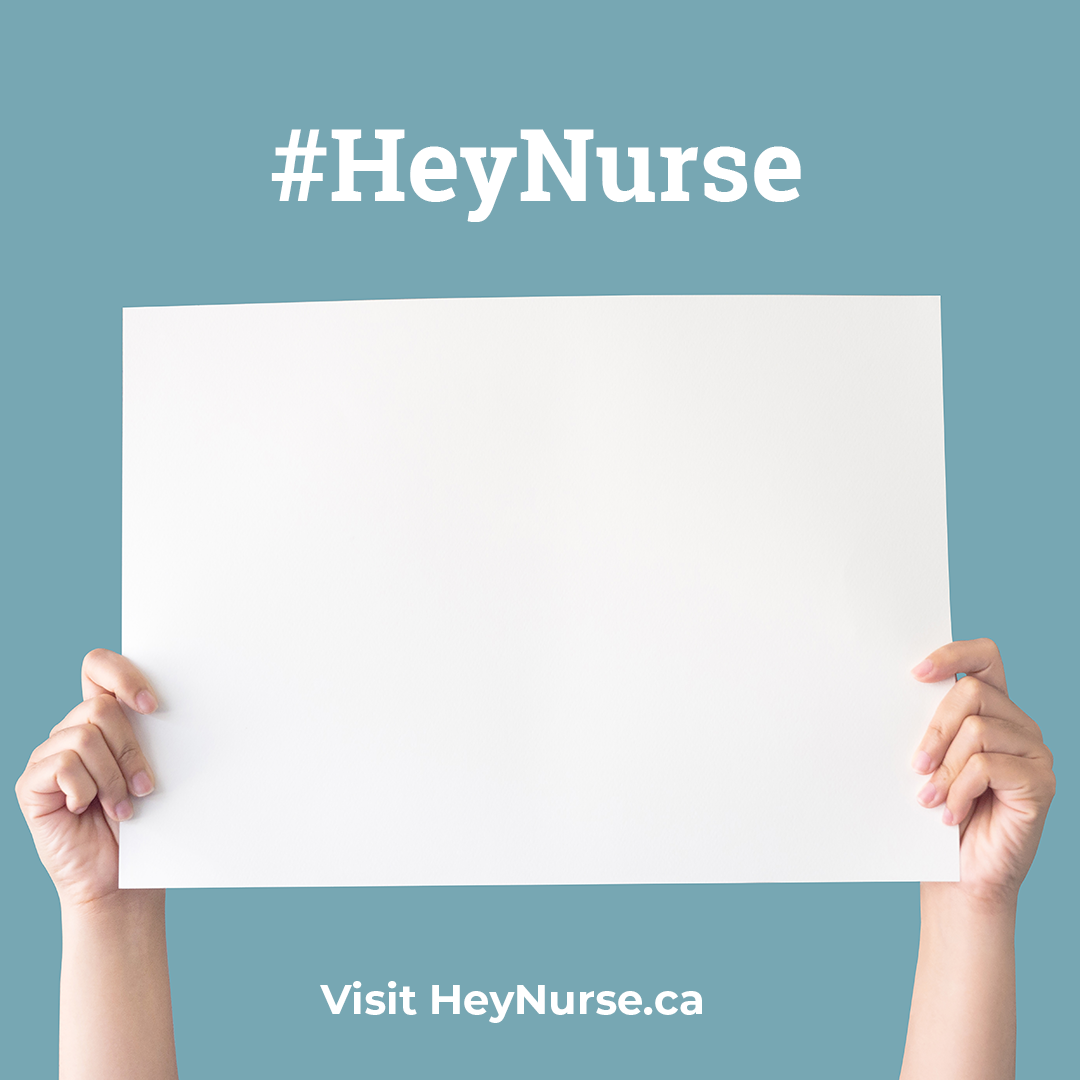 Hey Nurse hands holding an empty placard