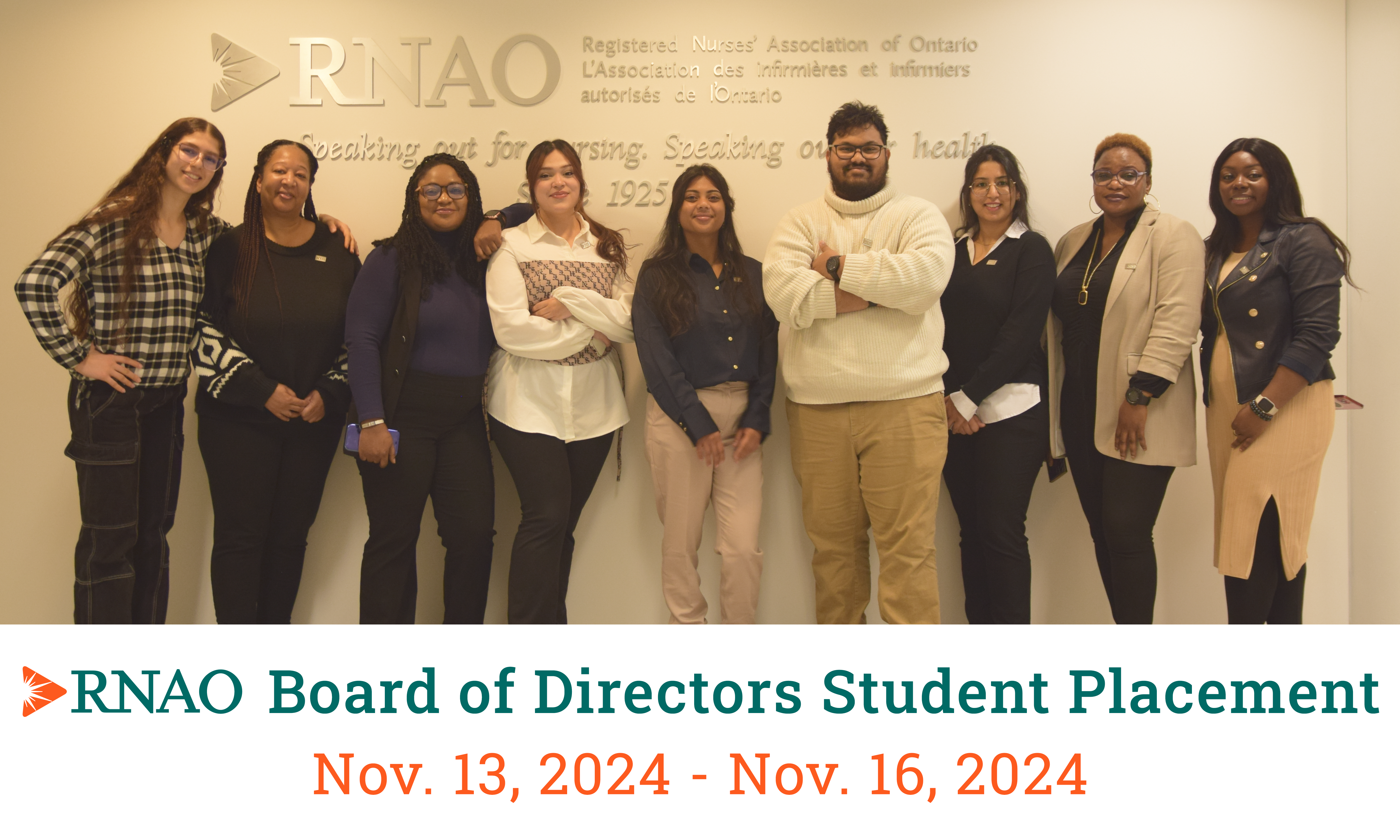 RNAO Board of Directors Student Placement - Nov 13 - Nov 16 2024