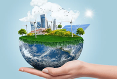 Hand holding earth