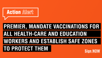 mandate vaccination for all health care and education workers and establish safe zones