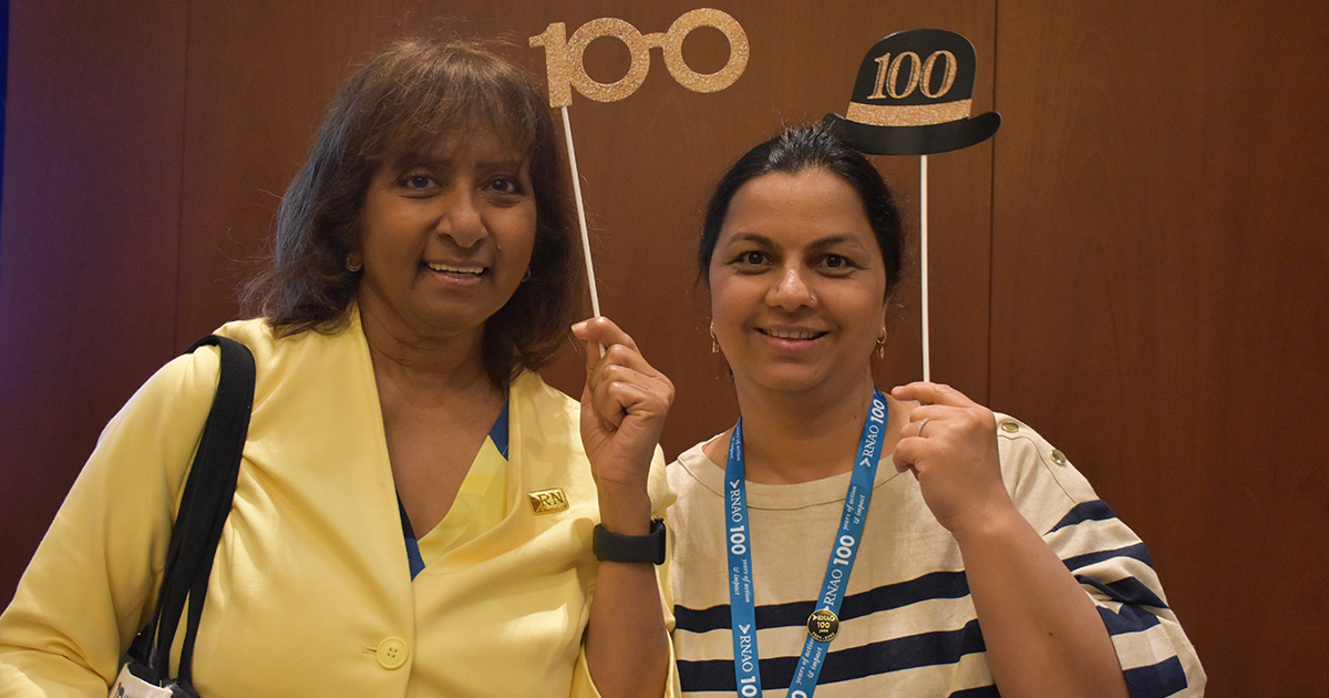 Members celebrate RNAO’s milestone anniversary during the first day of the AGM. 