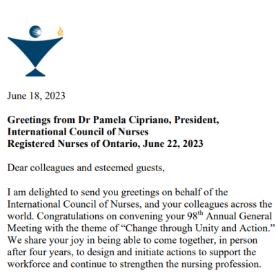 ICN President Letter AGM 2023 greetings