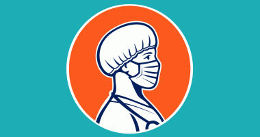 An illustration of a nurse with a mask and hair cap