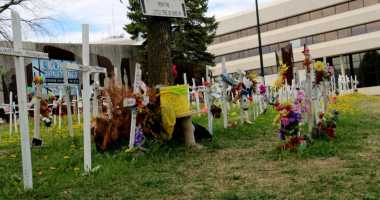 White cross crosses for change opioid memorial Sudbury