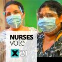 Nurses vote logo with masked nurse members